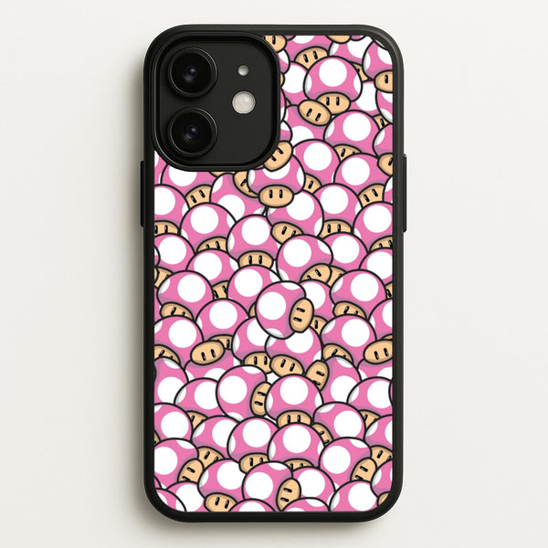 Mushroom Pattern - Pink  - The Super Mario Bros Phone Case for iPhone 11