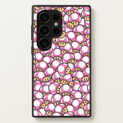 Mushroom Pattern - Pink  - The Super Mario Bros Phone Case for Galaxy S24 Ultra