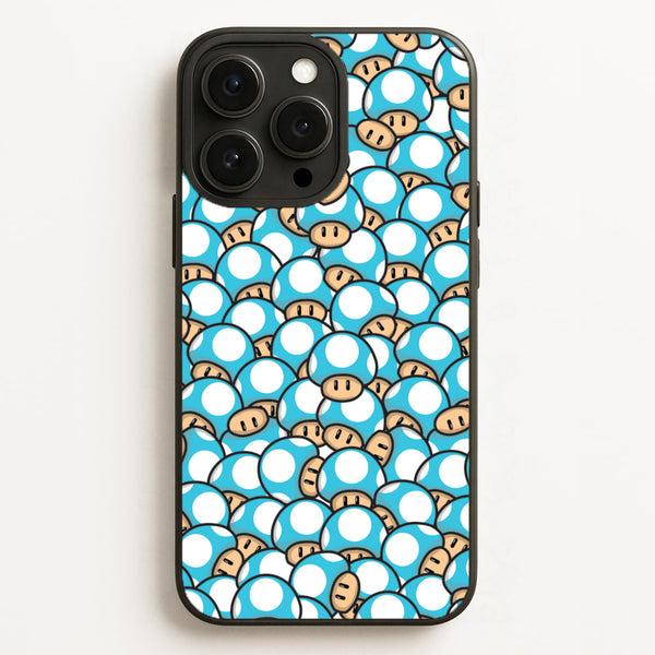 Mushroom Pattern - Light Blue  - The Super Mario Bros Phone Case for iPhone 16 Pro Max