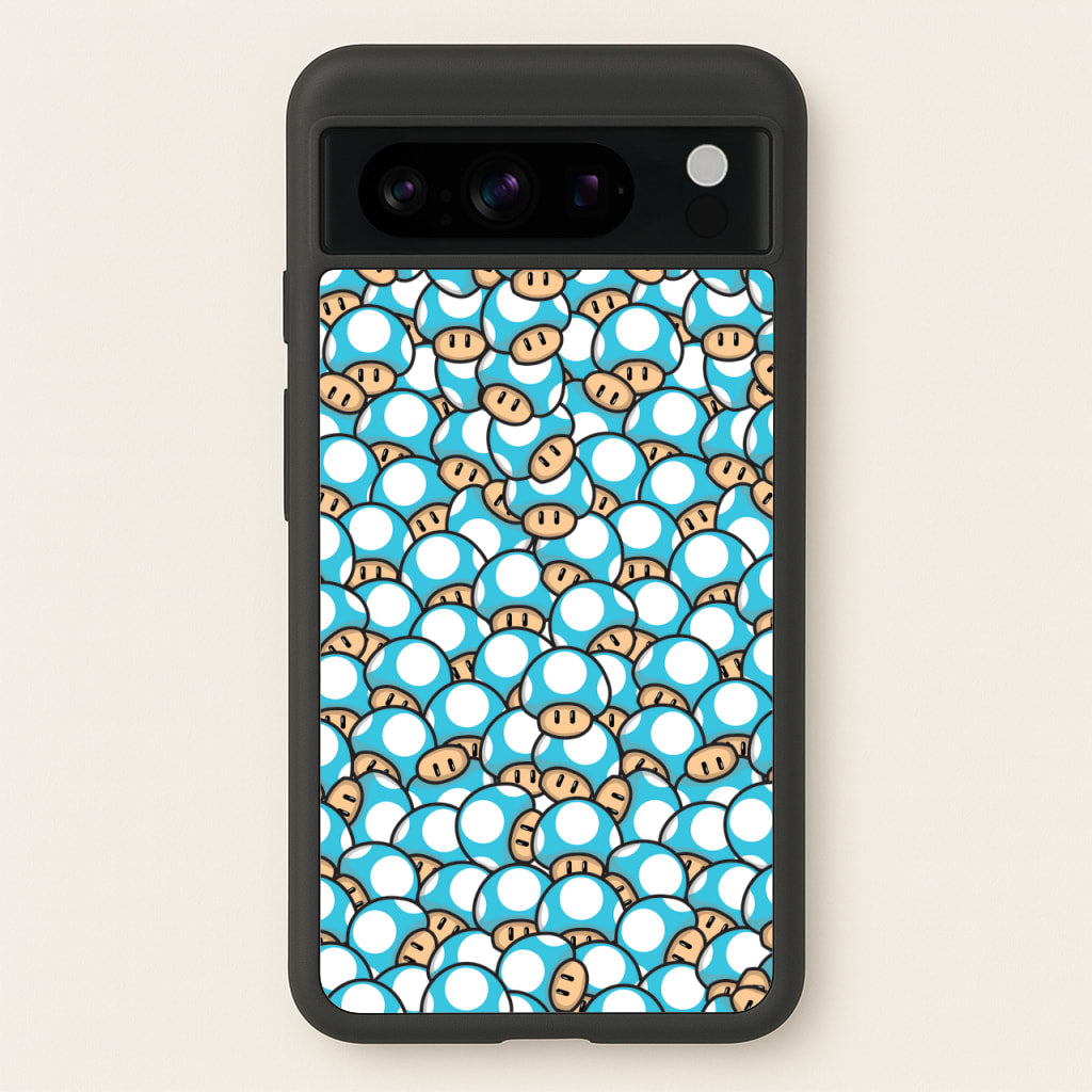 Mushroom Pattern - Light Blue  - The Super Mario Bros Phone Case for Google Pixel 8 Pro