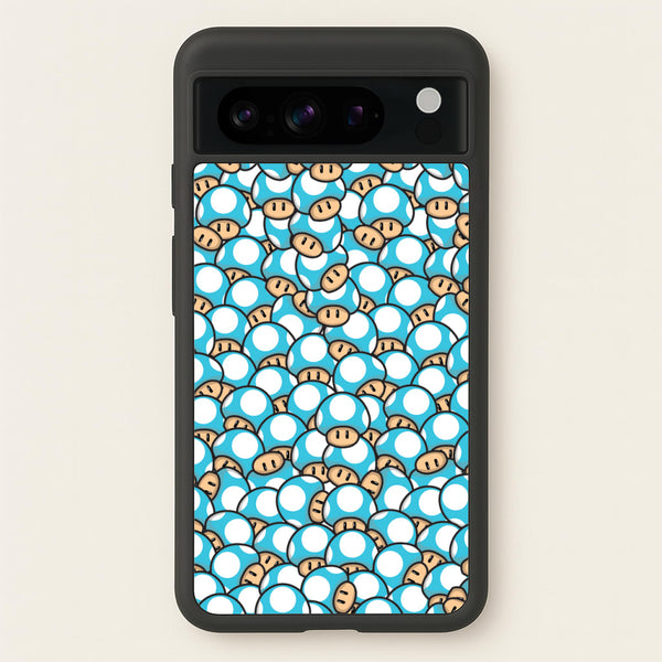 Mushroom Pattern - Light Blue  - The Super Mario Bros Phone Case for Google Pixel 8 Pro