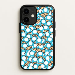 Mushroom Pattern - Light Blue  - The Super Mario Bros Phone Case for iPhone 12 / 12 Pro