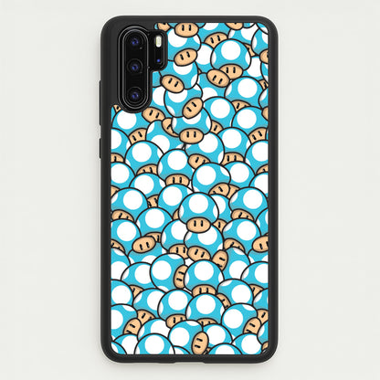 Mushroom Pattern - Light Blue  - The Super Mario Bros Phone Case for Huawei P30 Pro