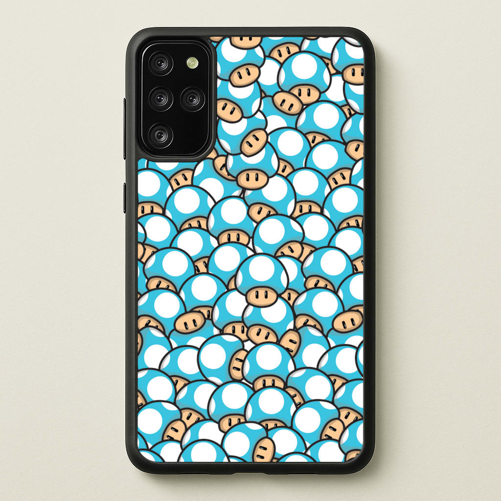 Mushroom Pattern - Light Blue  - The Super Mario Bros Phone Case for Galaxy S20 Plus