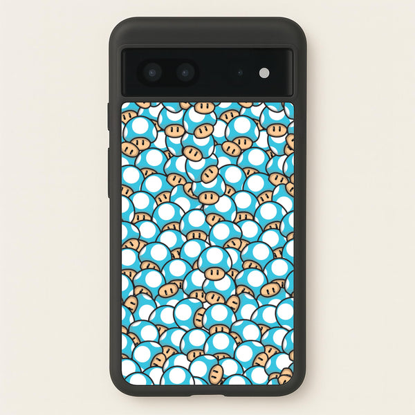 Mushroom Pattern - Light Blue  - The Super Mario Bros Phone Case for Google Pixel 7