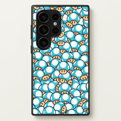 Mushroom Pattern - Light Blue  - The Super Mario Bros Phone Case for Galaxy S24 Ultra