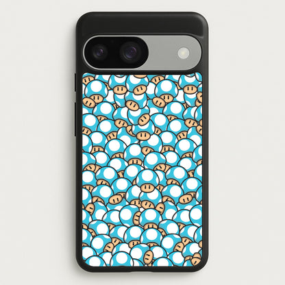 Mushroom Pattern - Light Blue  - The Super Mario Bros Phone Case for Google Pixel 9 / 9 Pro