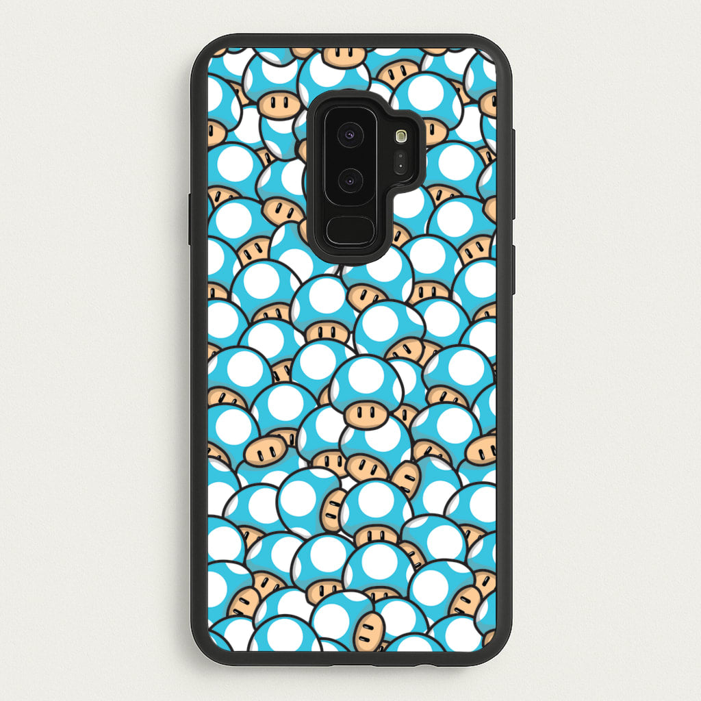 Mushroom Pattern - Light Blue  - The Super Mario Bros Phone Case for Galaxy S9 Plus