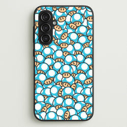 Mushroom Pattern - Light Blue  - The Super Mario Bros Phone Case for Galaxy S23FE