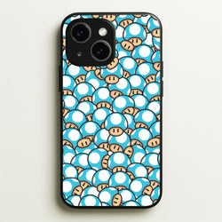 Mushroom Pattern - Light Blue  - The Super Mario Bros Phone Case for iPhone 14