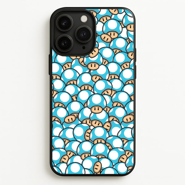 Mushroom Pattern - Light Blue  - The Super Mario Bros Phone Case for iPhone 11 Pro