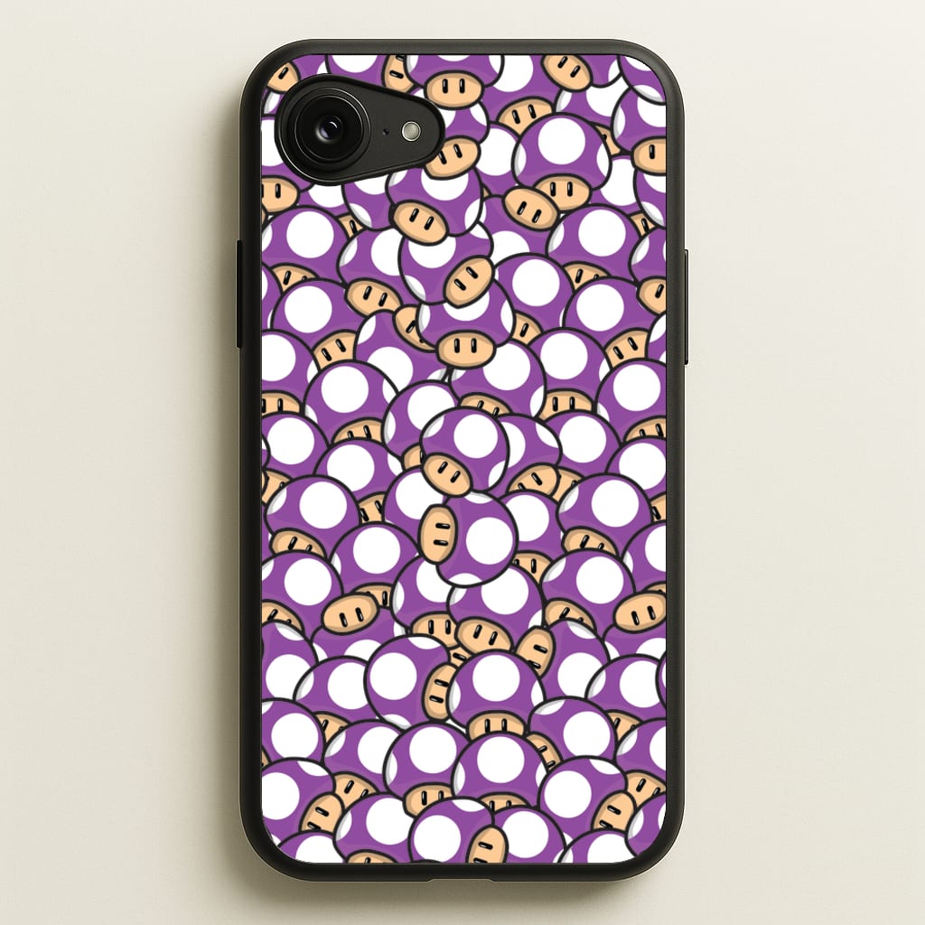 Mushroom Pattern - Purple  - The Super Mario Bros Phone Case for iPhone 16e