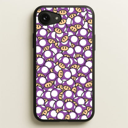 Mushroom Pattern - Purple  - The Super Mario Bros Phone Case for iPhone 16e