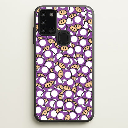 Mushroom Pattern - Purple  - The Super Mario Bros Phone Case for Galaxy A21s