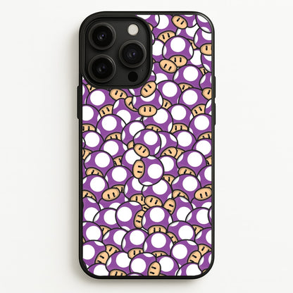 Mushroom Pattern - Purple  - The Super Mario Bros Phone Case for iPhone 13 Pro Max
