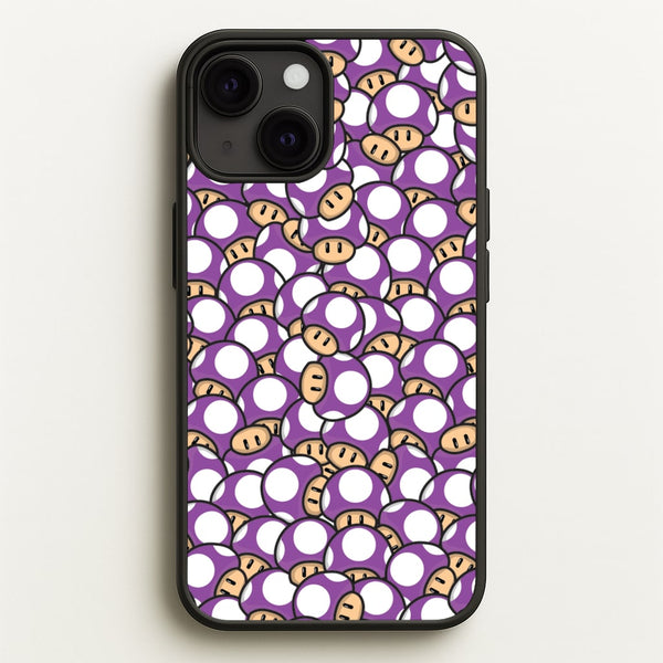 Mushroom Pattern - Purple  - The Super Mario Bros Phone Case for iPhone 13 Mini