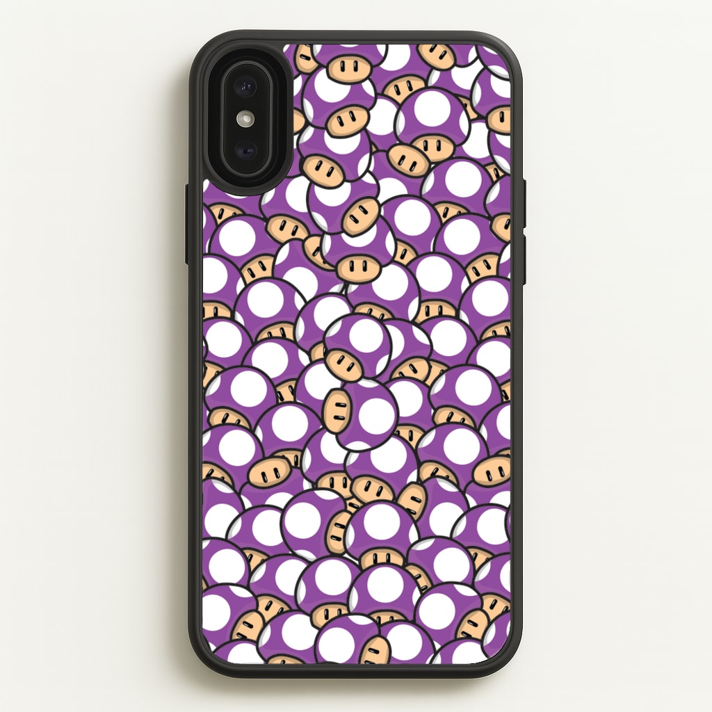 Mushroom Pattern - Purple  - The Super Mario Bros Phone Case for iPhone XS Max