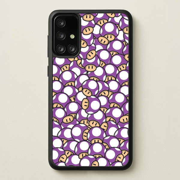 Mushroom Pattern - Purple  - The Super Mario Bros Phone Case for Galaxy A71