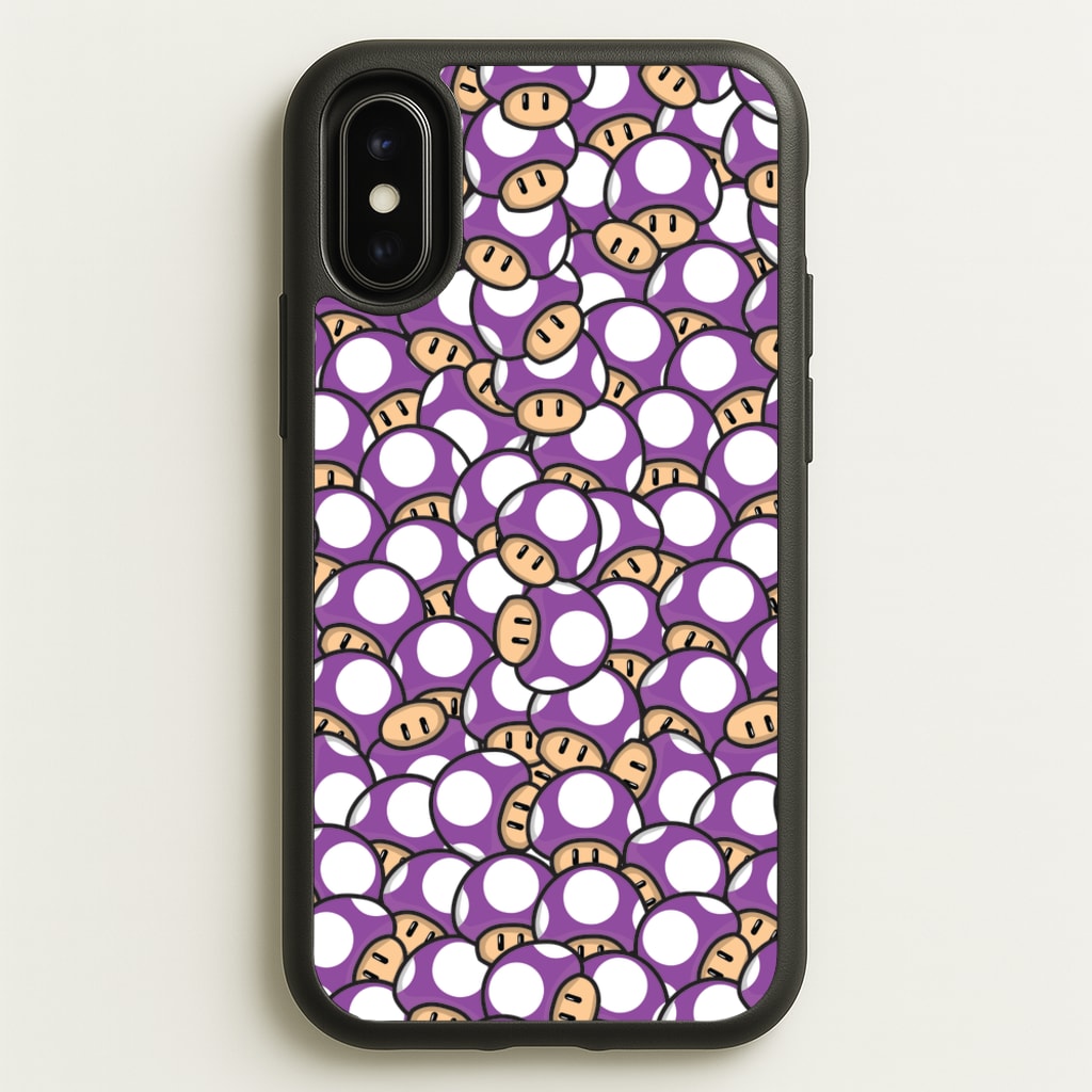 Mushroom Pattern - Purple  - The Super Mario Bros Phone Case for iPhone X / XS