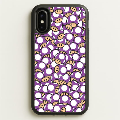 Mushroom Pattern - Purple  - The Super Mario Bros Phone Case for iPhone X / XS