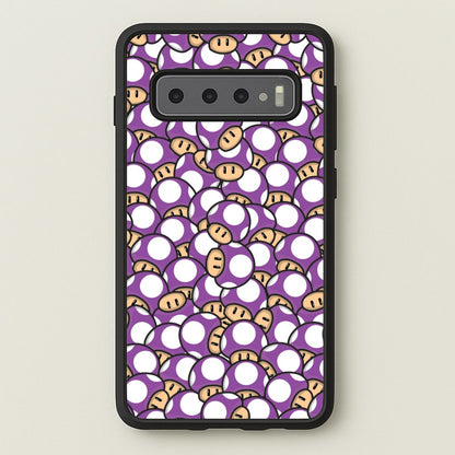 Mushroom Pattern - Purple  - The Super Mario Bros Phone Case for Galaxy S10 Plus