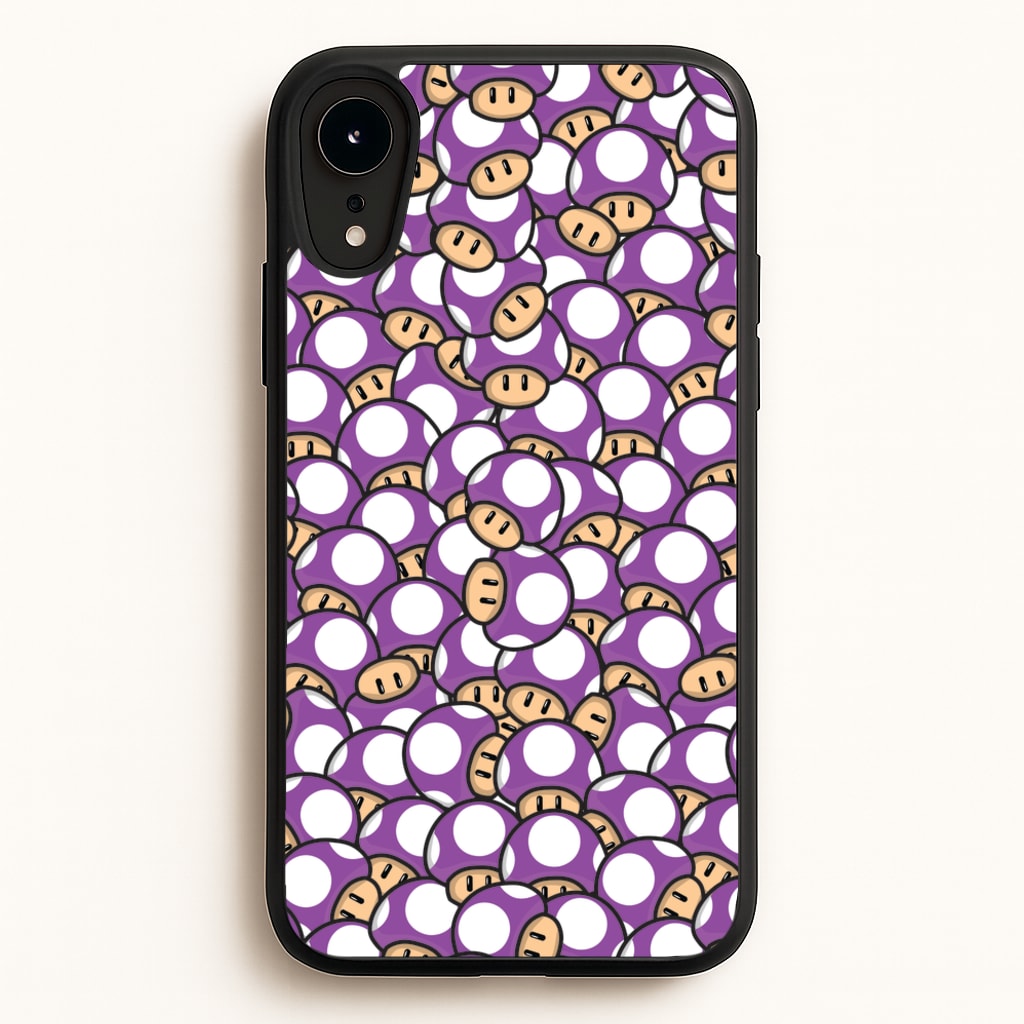 Mushroom Pattern - Purple  - The Super Mario Bros Phone Case for iPhone XR