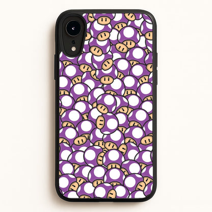 Mushroom Pattern - Purple  - The Super Mario Bros Phone Case for iPhone XR
