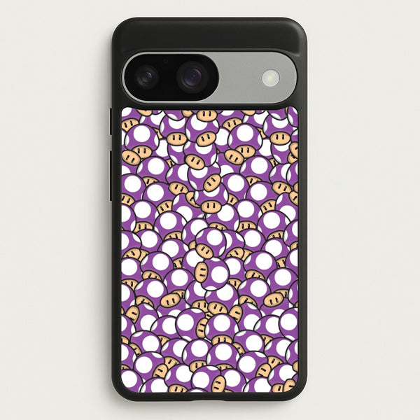 Mushroom Pattern - Purple  - The Super Mario Bros Phone Case for Google Pixel 9 / 9 Pro