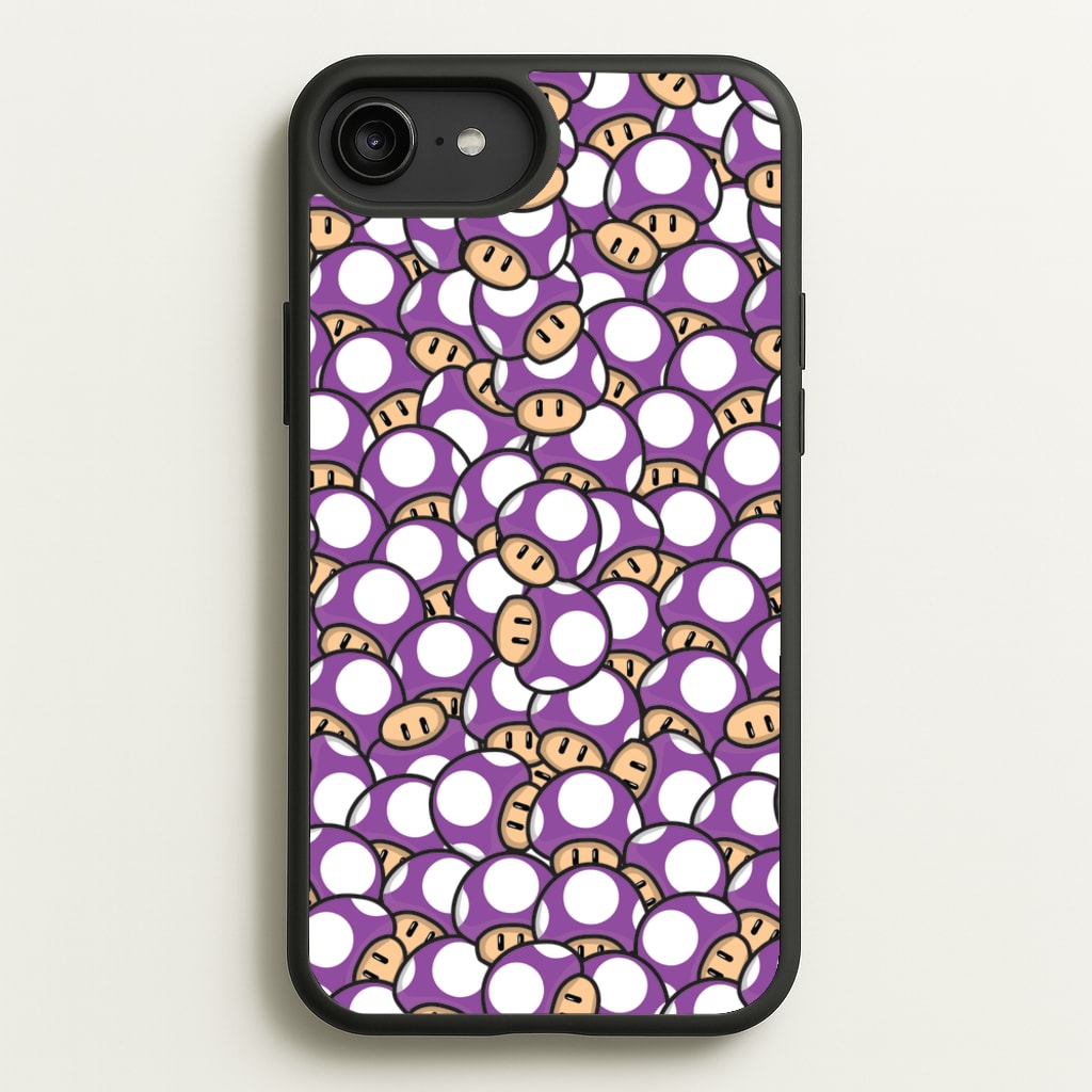 Mushroom Pattern - Purple  - The Super Mario Bros Phone Case for iPhone 6 Plus / 7 Plus / 8 Plus