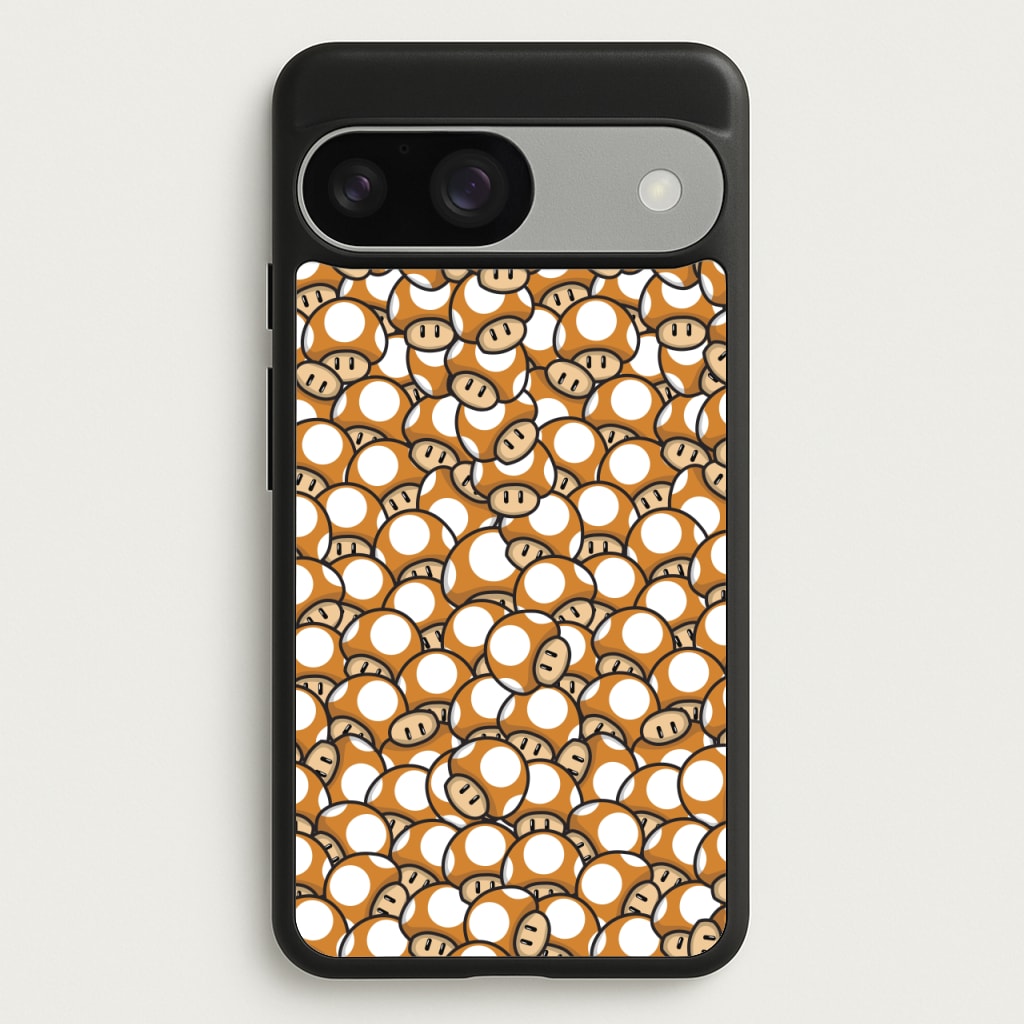 Mushroom Pattern - Orange  - The Super Mario Bros Phone Case for Google Pixel 9 / 9 Pro