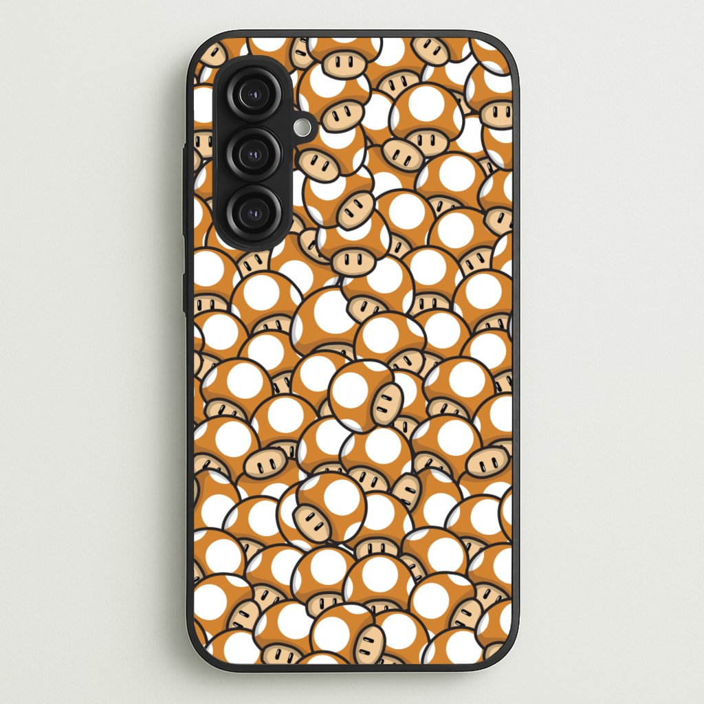 Mushroom Pattern - Orange  - The Super Mario Bros Phone Case for Galaxy S23FE