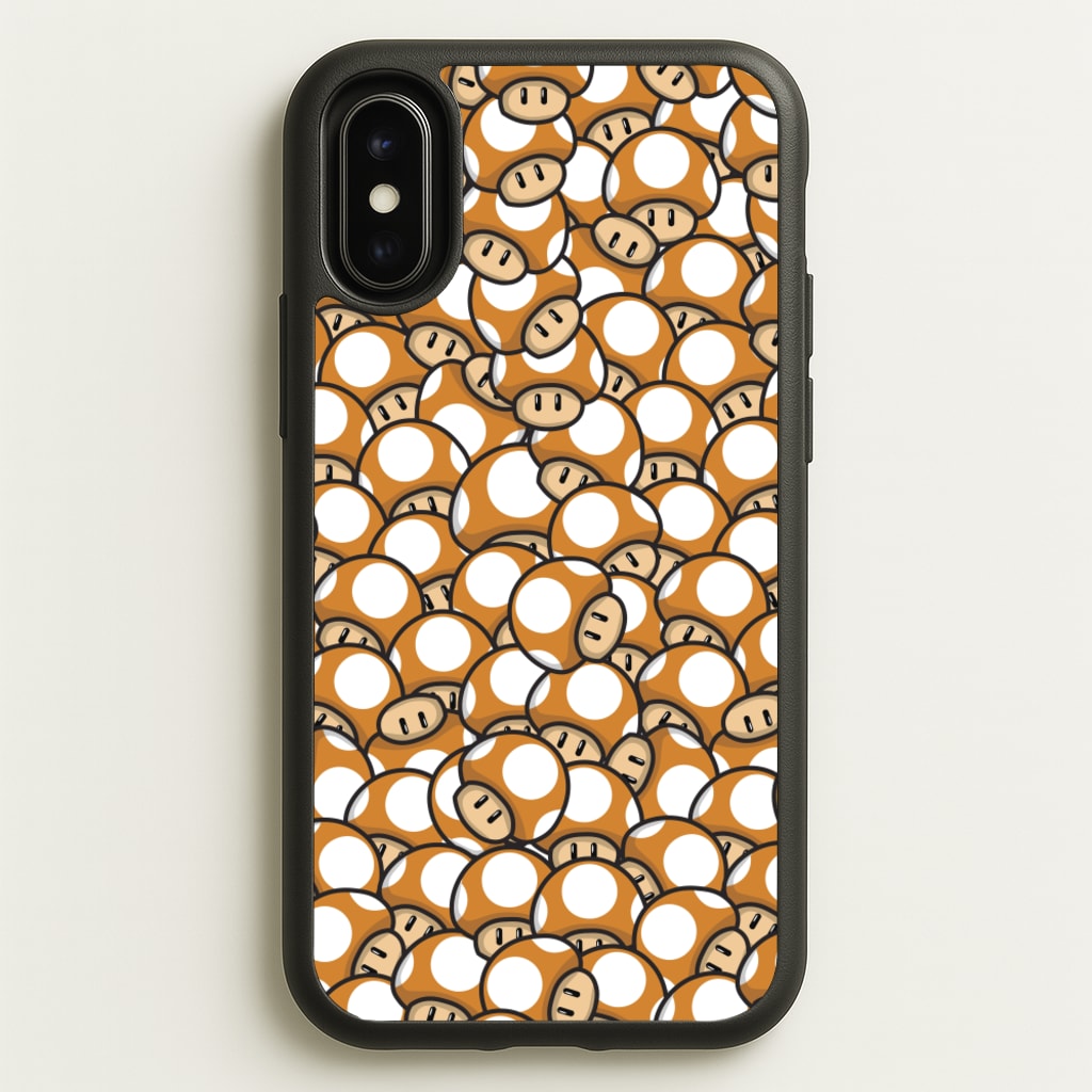 Mushroom Pattern - Orange  - The Super Mario Bros Phone Case for iPhone X / XS