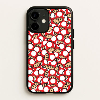 Mushroom Pattern - Red  - The Super Mario Bros Phone Case for iPhone 12 / 12 Pro