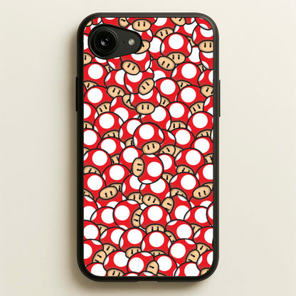 Mushroom Pattern - Red  - The Super Mario Bros Phone Case for iPhone 16e