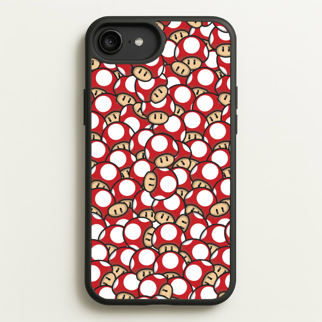 Mushroom Pattern - Red  - The Super Mario Bros Phone Case for iPhone 6 Plus / 7 Plus / 8 Plus