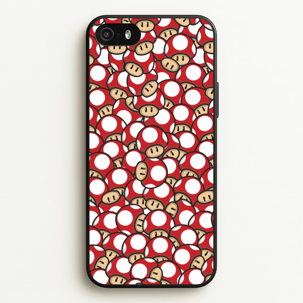 Mushroom Pattern - Red  - The Super Mario Bros Phone Case for iPhone 5 / 5s / SE 2016
