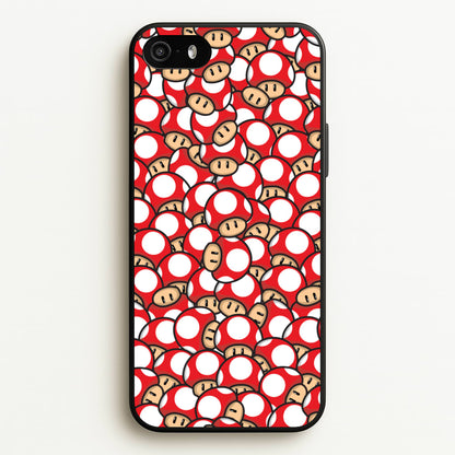 Mushroom Pattern - Red  - The Super Mario Bros Phone Case for iPhone 5 / 5s / SE 2016