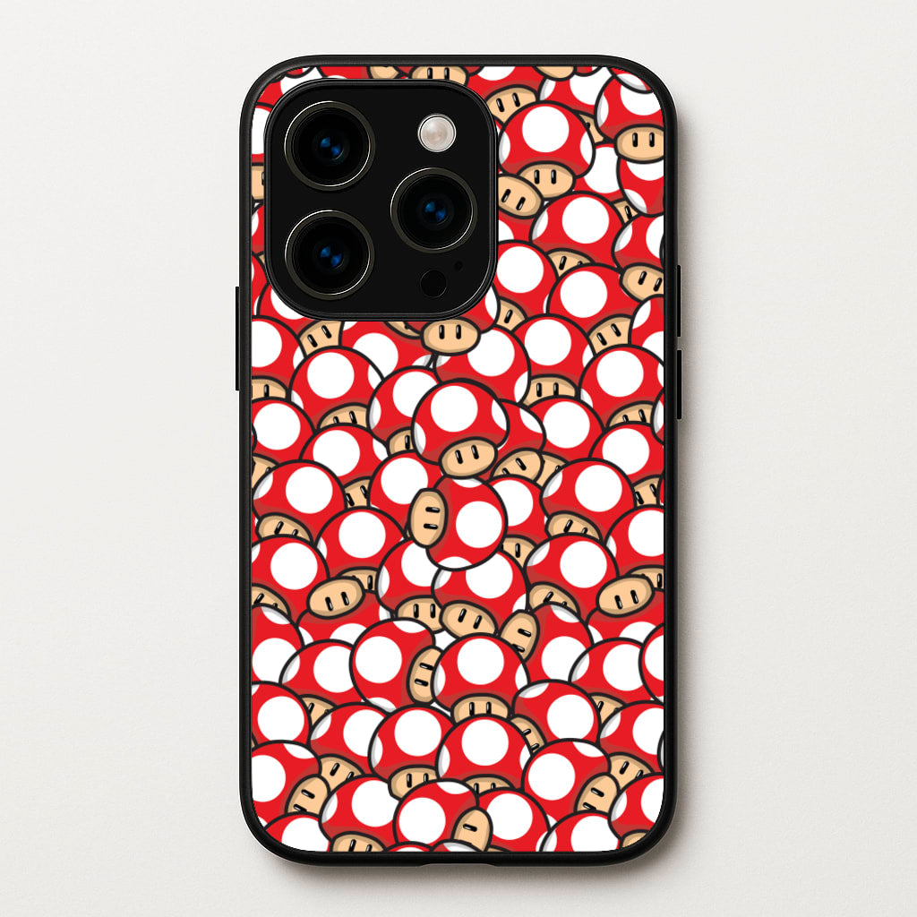 Mushroom Pattern - Red  - The Super Mario Bros Phone Case for iPhone 14 Pro