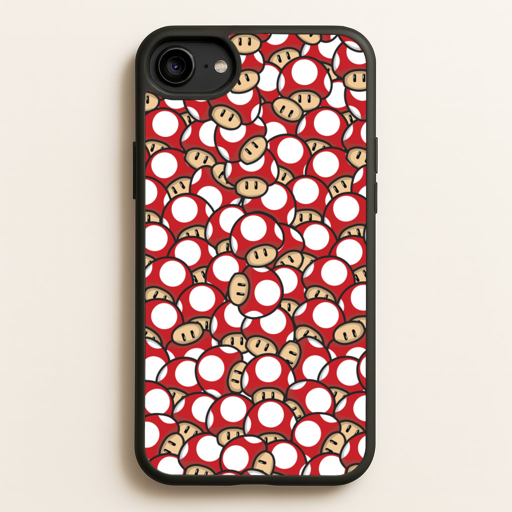 Mushroom Pattern - Red  - The Super Mario Bros Phone Case for iPhone 6 / 7 / 8 / SE