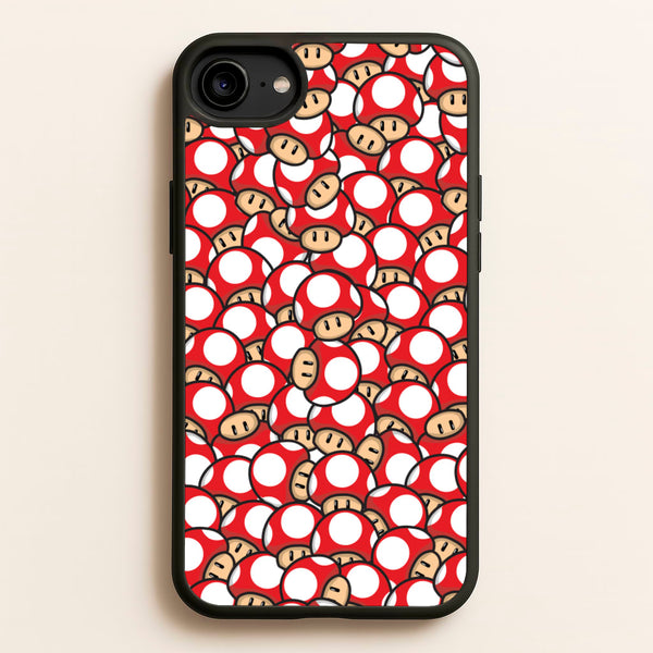Mushroom Pattern - Red  - The Super Mario Bros Phone Case for iPhone 6 / 7 / 8 / SE