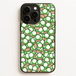Mushroom Pattern - Green  - The Super Mario Bros Phone Case for iPhone 16 Pro Max