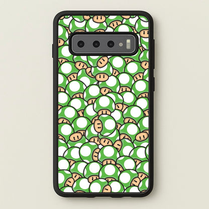 Mushroom Pattern - Green  - The Super Mario Bros Phone Case for Galaxy S10