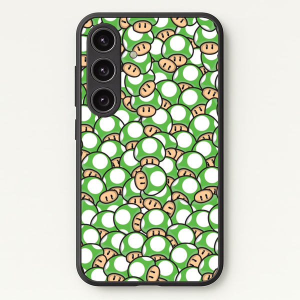 Mushroom Pattern - Green  - The Super Mario Bros Phone Case for Galaxy S24