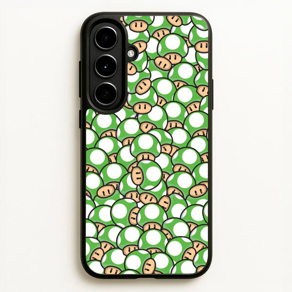 Mushroom Pattern - Green  - The Super Mario Bros Phone Case for Galaxy A56