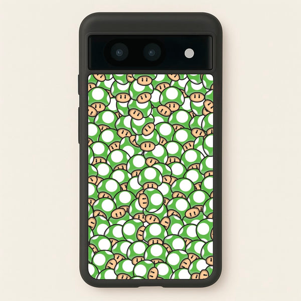Mushroom Pattern - Green  - The Super Mario Bros Phone Case for Google Pixel 8a