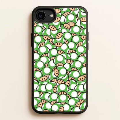 Mushroom Pattern - Green  - The Super Mario Bros Phone Case for iPhone 6 / 7 / 8 / SE