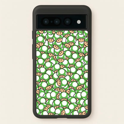Mushroom Pattern - Green  - The Super Mario Bros Phone Case for Google Pixel 7 Pro