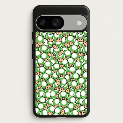 Mushroom Pattern - Green  - The Super Mario Bros Phone Case for Google Pixel 9 / 9 Pro