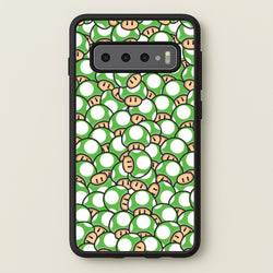 Mushroom Pattern - Green  - The Super Mario Bros Phone Case for Galaxy S10 Plus