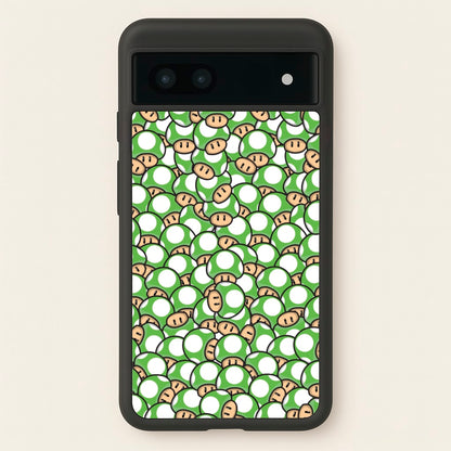 Mushroom Pattern - Green  - The Super Mario Bros Phone Case for Google Pixel 6a